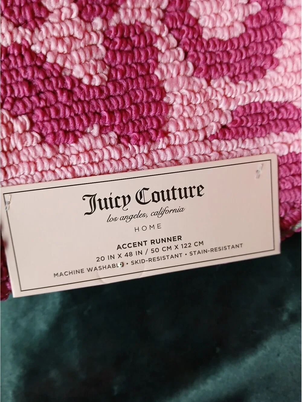 Juicy Couture Hot Pink Leopard Print Accent Runner Rug 20x48 Y2K McBling NWT